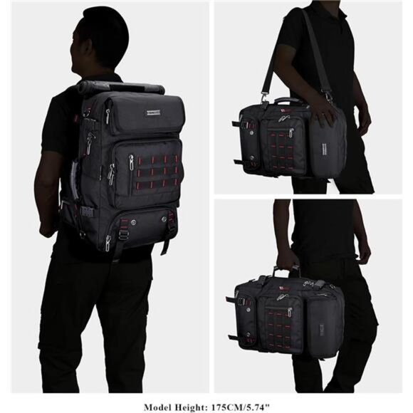 Carry on Travel Backpack for Men Airline Approved Convertible Nylon Duffle Bag - Picture 2 of 7